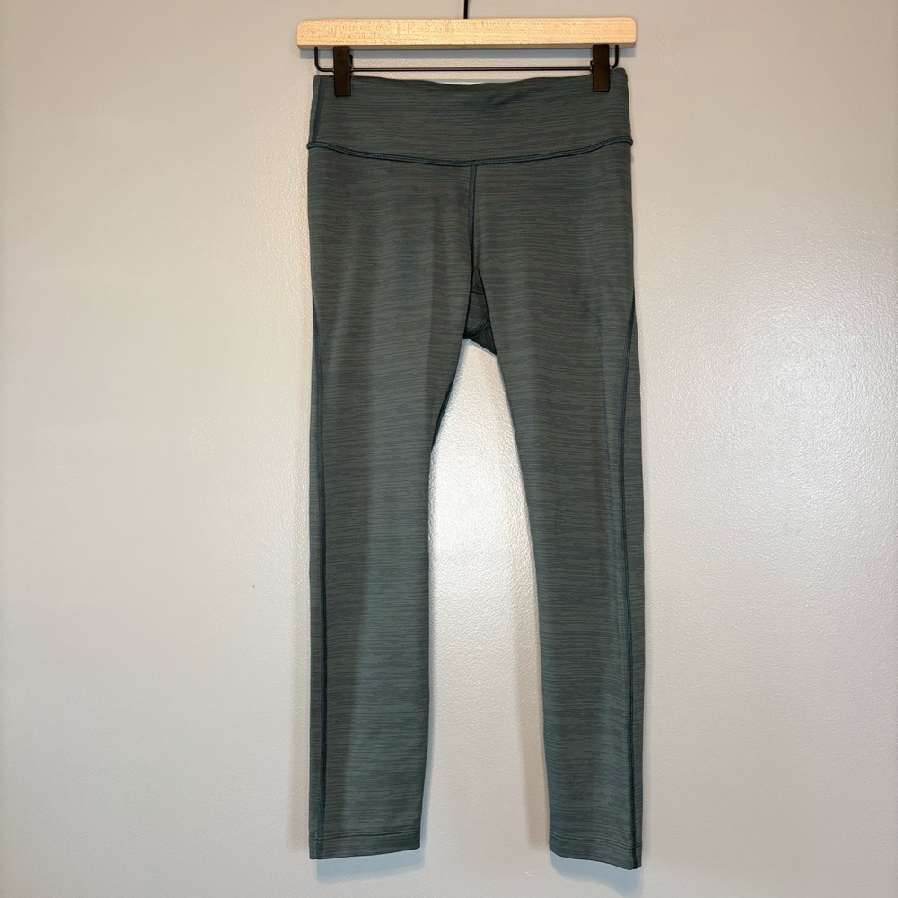 Outdoor Voices Small Athletic Workout Leggings Green Stripe Gym Adjustable Waist